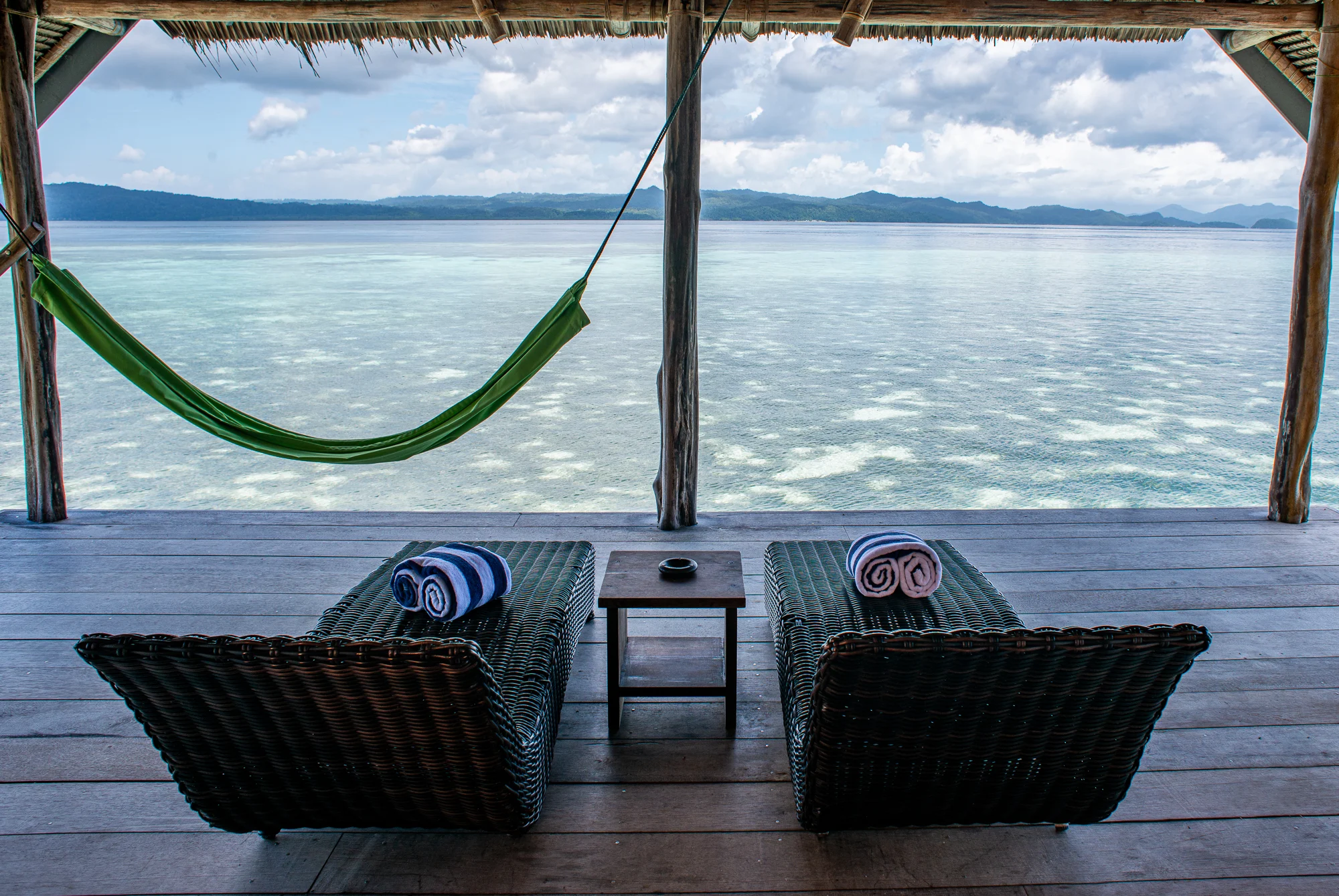 sea view at deluxe water cottage of Kri Eco Resort, Raja Ampat