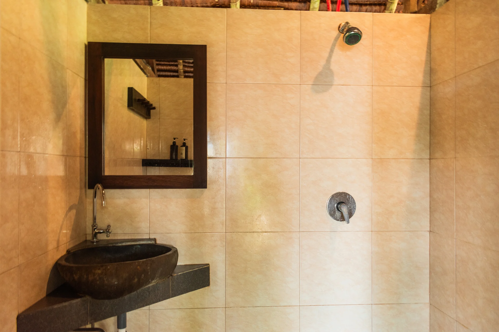 bathroom at superior water cottage, Papua Diving Resots, Raja Ampat