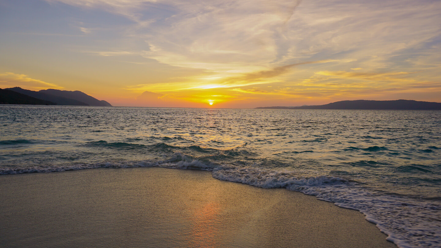 sandbar sunser with orange scenery
