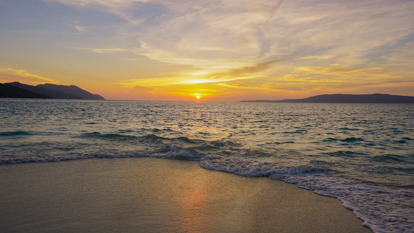 sandbar sunser with orange scenery