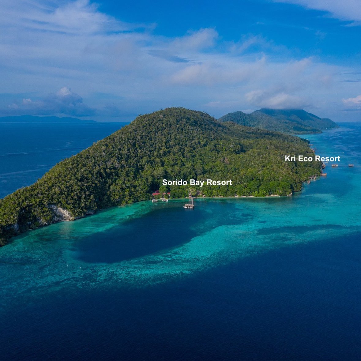 Kri Island aerial photo with text