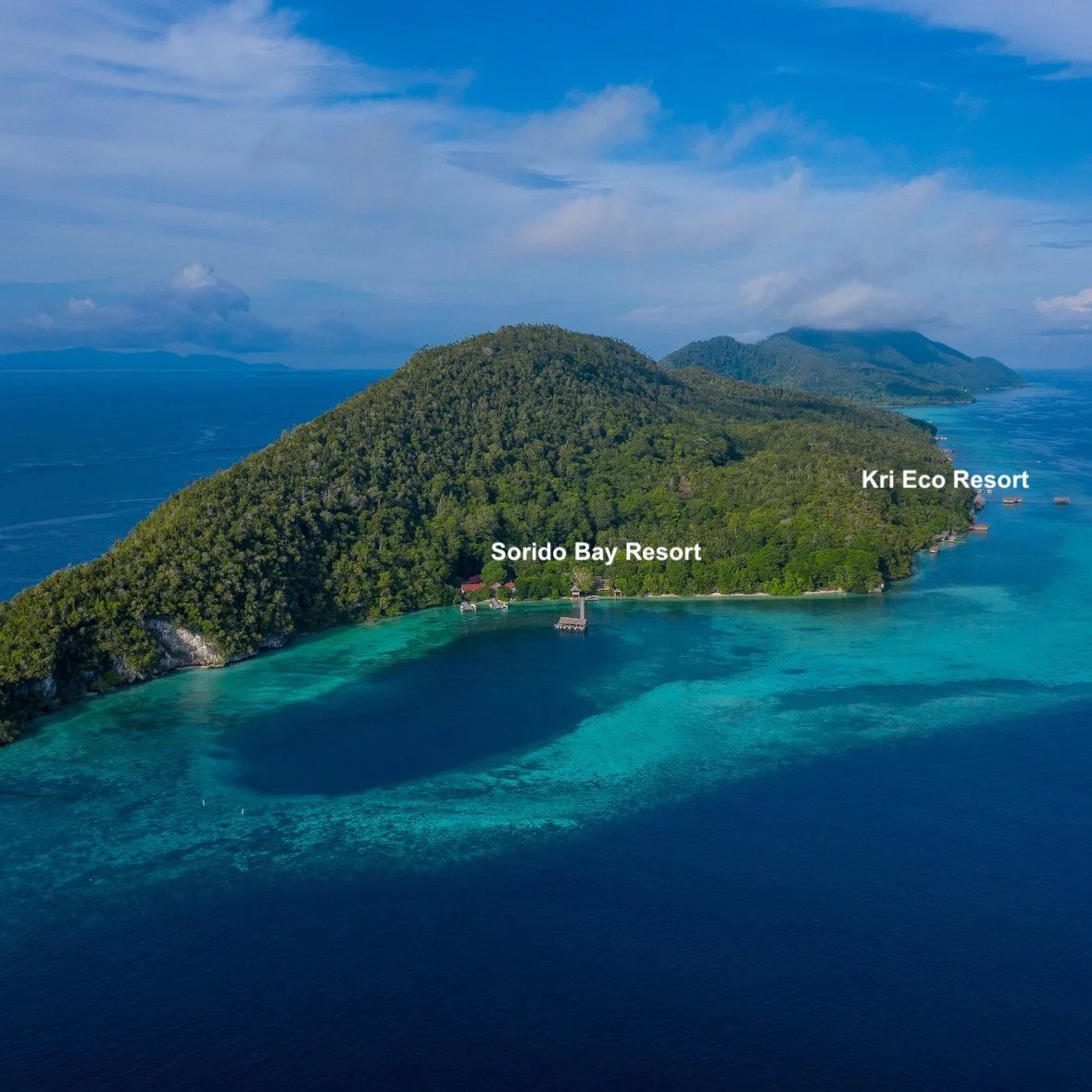 Kri Island aerial photo with text