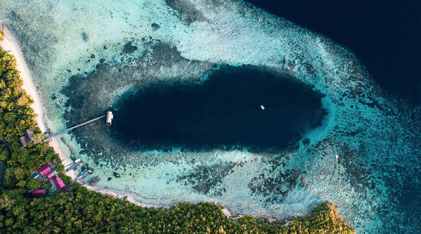aerial photo of Papua Diving resort