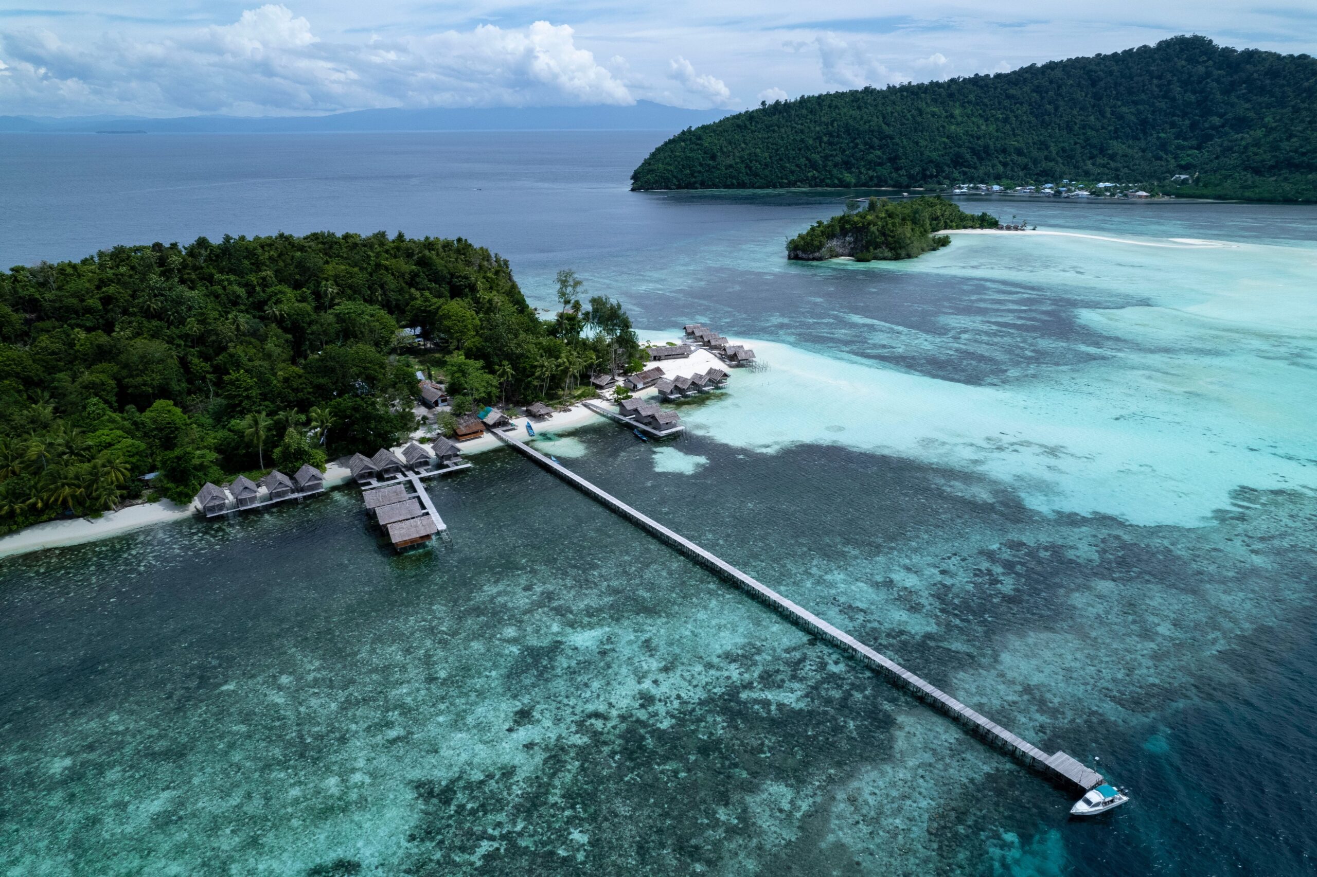 One of papua diving resort photo from above with beauty landscape