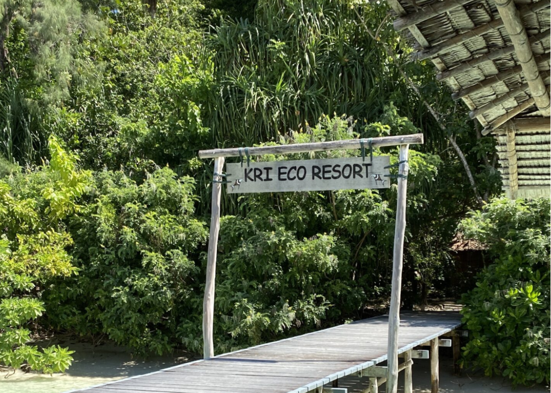 Kri Eco Resort sign at Raja Ampat, Indonesia