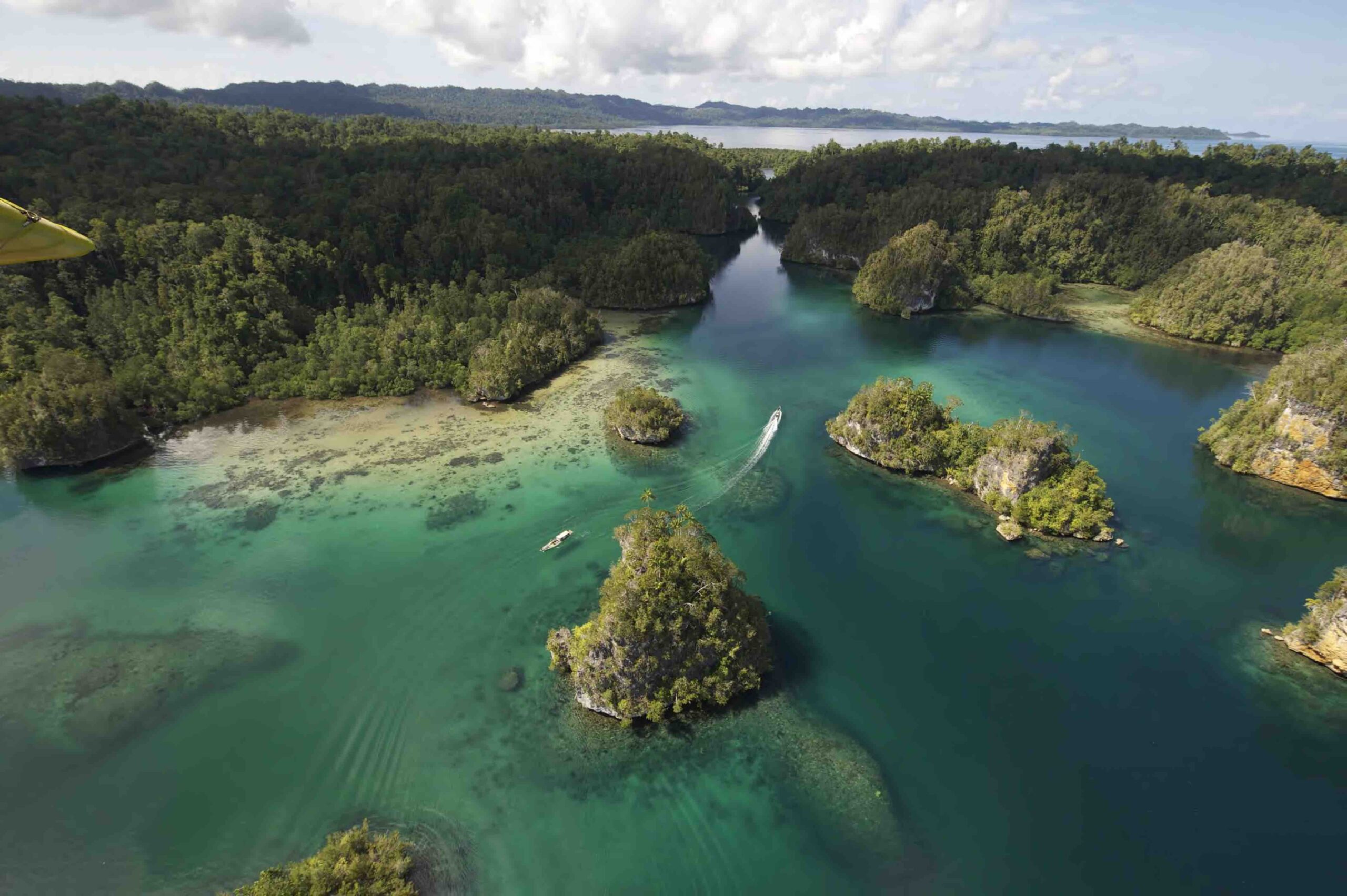 aerial plane shot in Raja Ampat Indonesia by Papua Diving Resorts team