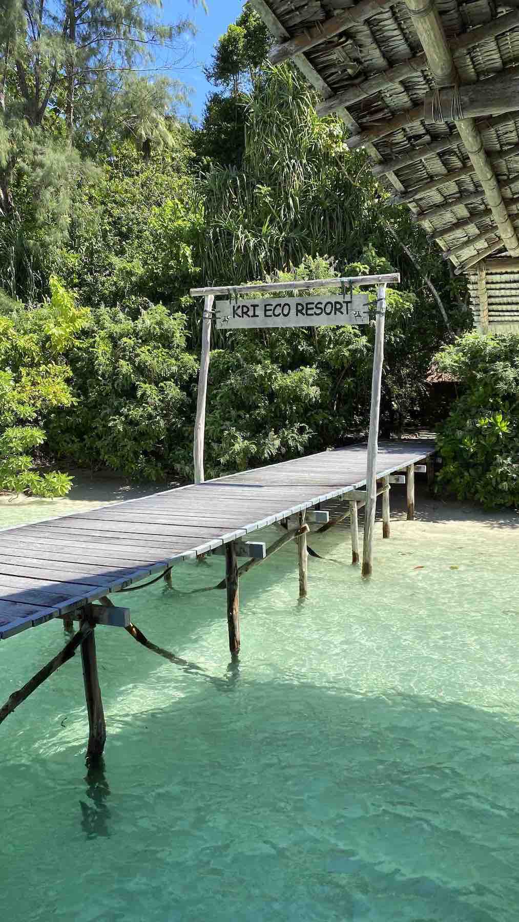 Kri eco resort sign by Papua Diving Resorts team