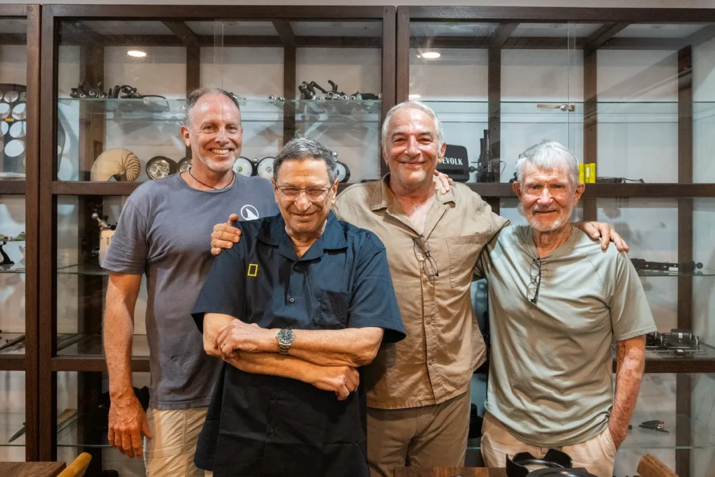 From left to right: Dr. Mark Erdmann, David Doubilet, Max Ammer, and Dr. Gerry Allen, helping bring Raja Ampat to the world